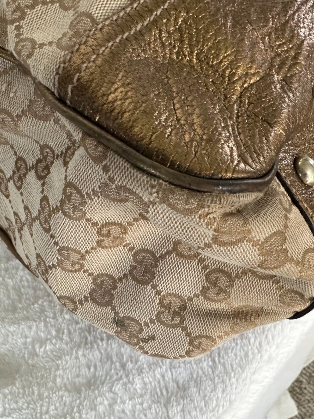 Gucci Gold GG Canvas Bag Bundle — Tote + Hobo, 2 Bags, As-Is - Picture 6 of 16